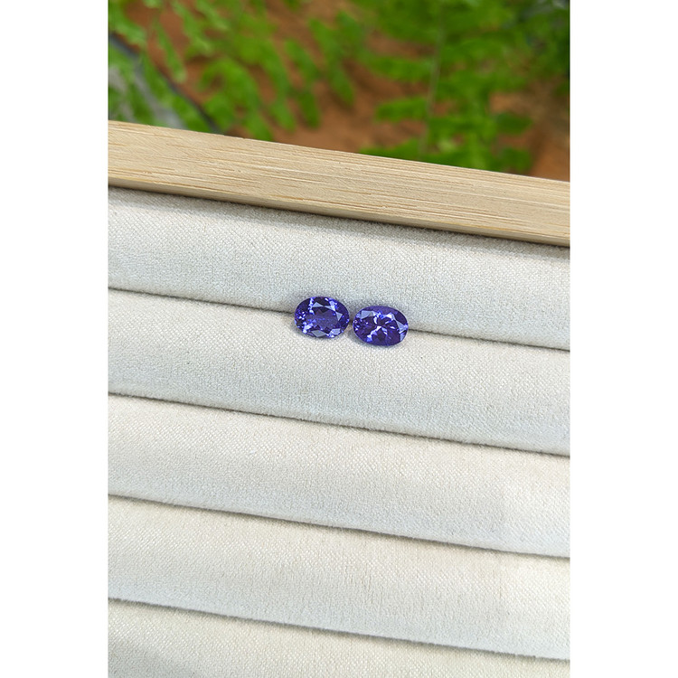 2.76 Ct.Tw. Violetish Blue Tanzanite Pair from Tanzania