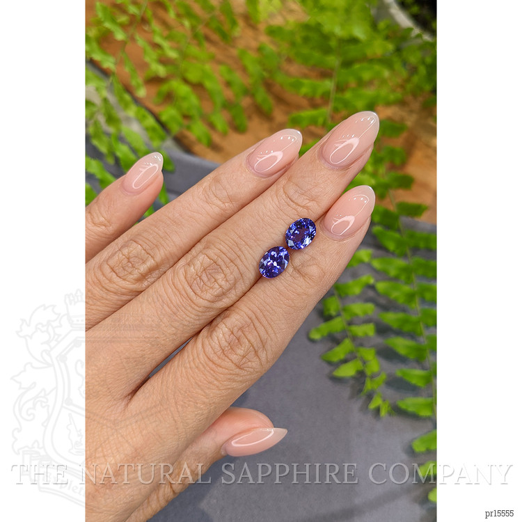2.76 Ct.Tw. Violetish Blue Tanzanite Pair from Tanzania