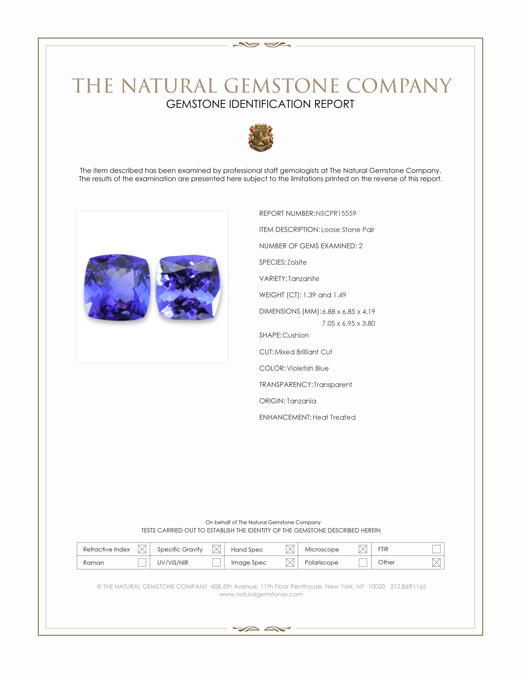 2.88 Ct.Tw. Violetish Blue Tanzanite Pair from Tanzania