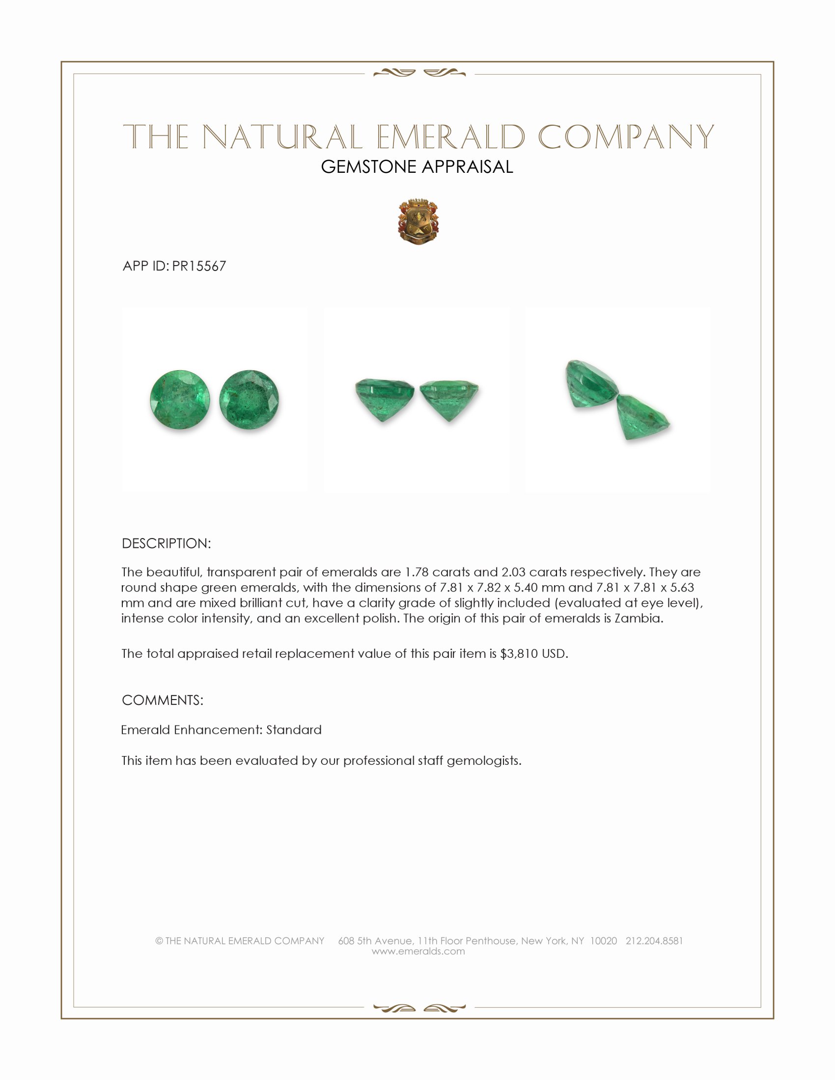 3.81 Ct.Tw. Emerald Pair from Zambia