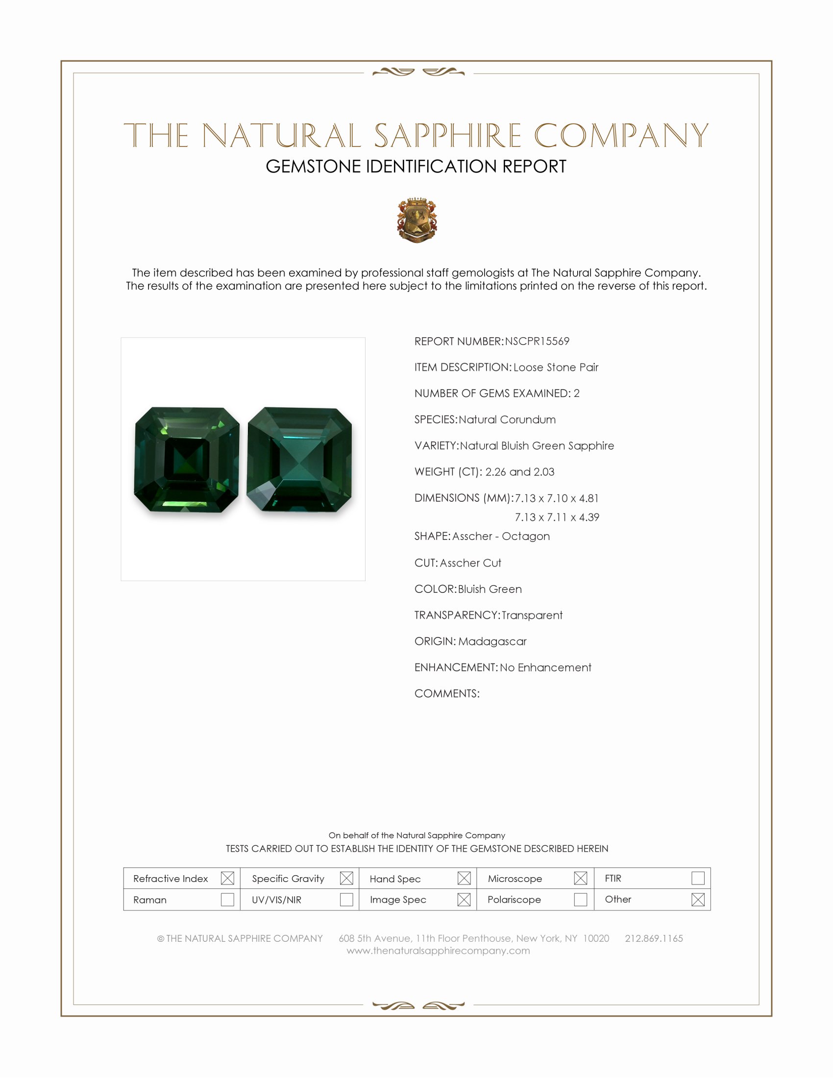 4.29 Ct.Tw. Bluish Green Sapphire Pair from Madagascar