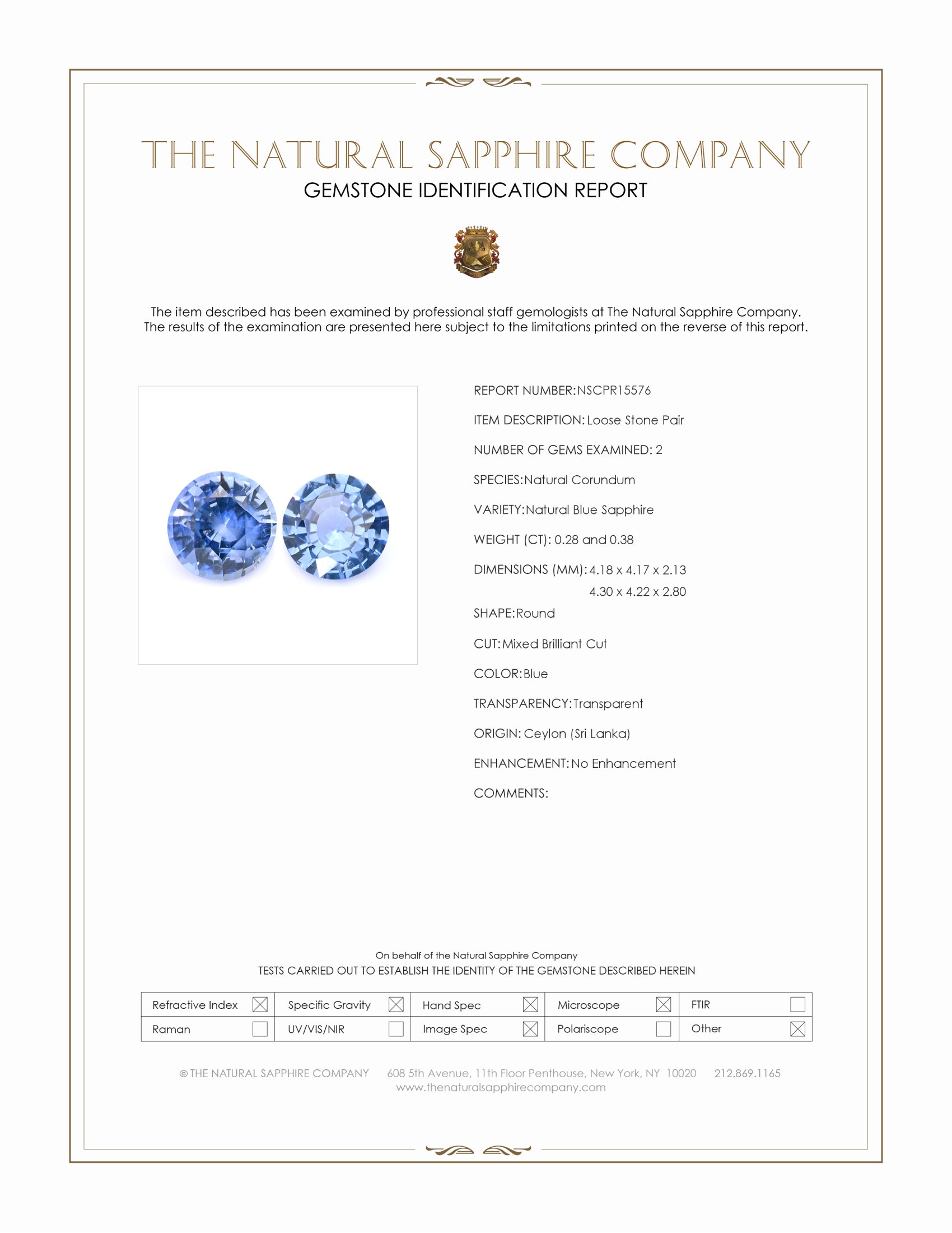 0.66 Ct.Tw. Blue Sapphire Pair from Ceylon (Sri Lanka)