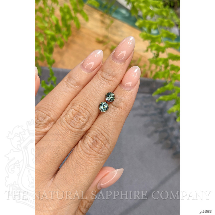 1.59 Ct.Tw. Bluish Green Sapphire Pair from Montana