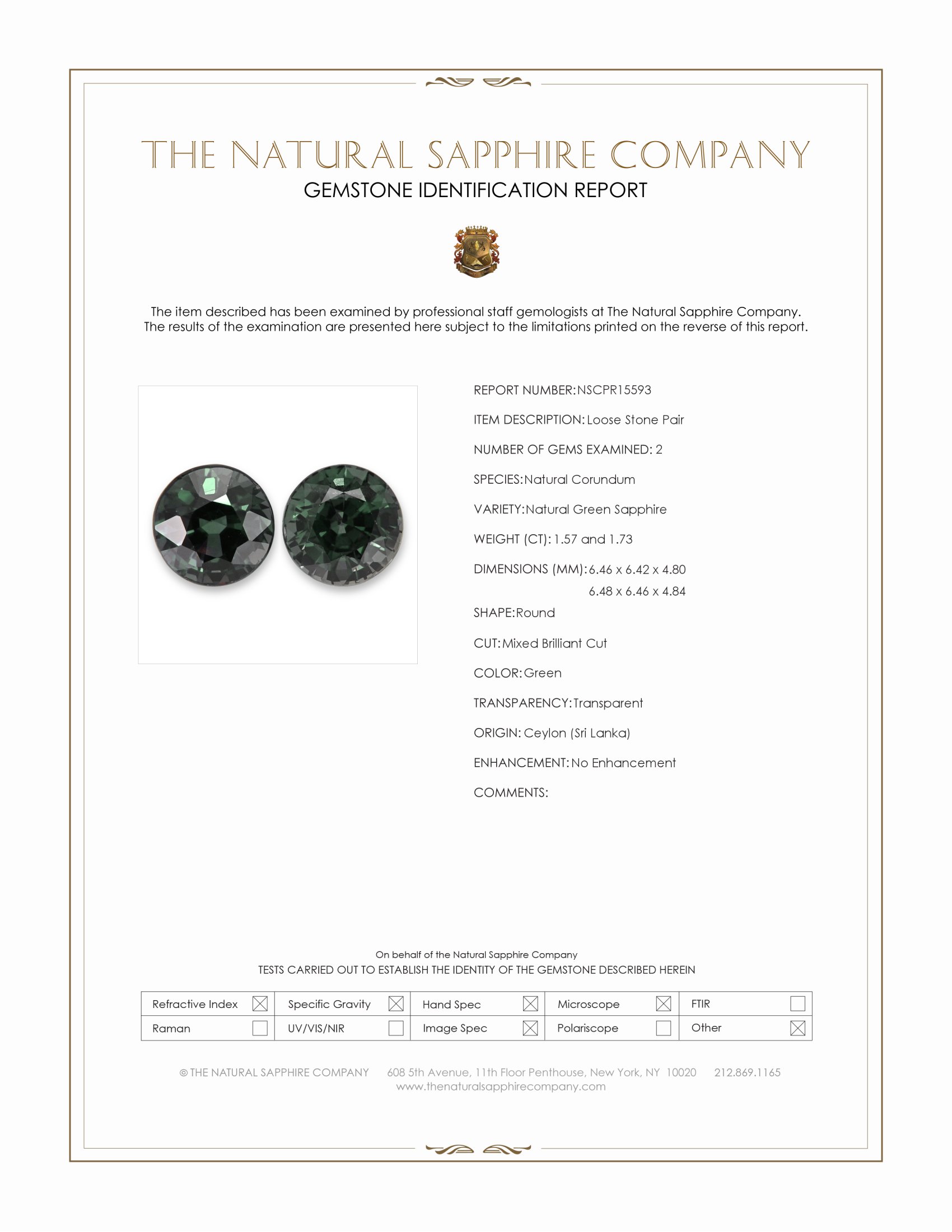 3.30 Ct.Tw. Green Sapphire Pair from Ceylon (Sri Lanka)