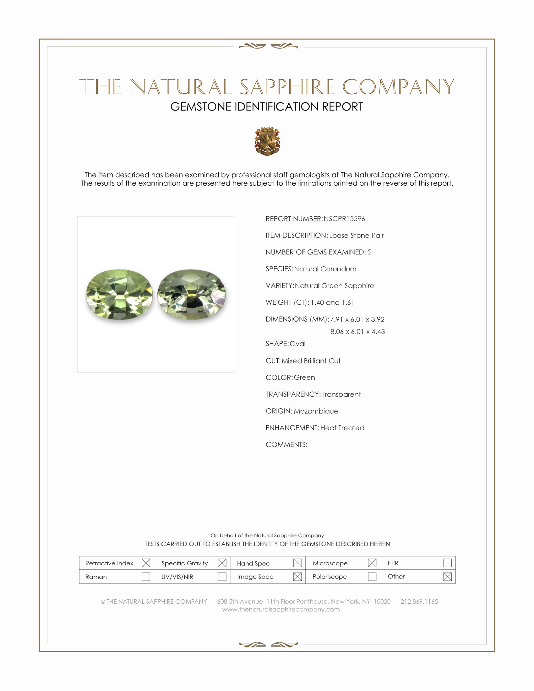 3.01 Ct.Tw. Green Sapphire Pair from Mozambique