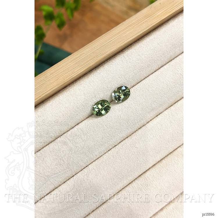 3.01 Ct.Tw. Green Sapphire Pair from Mozambique