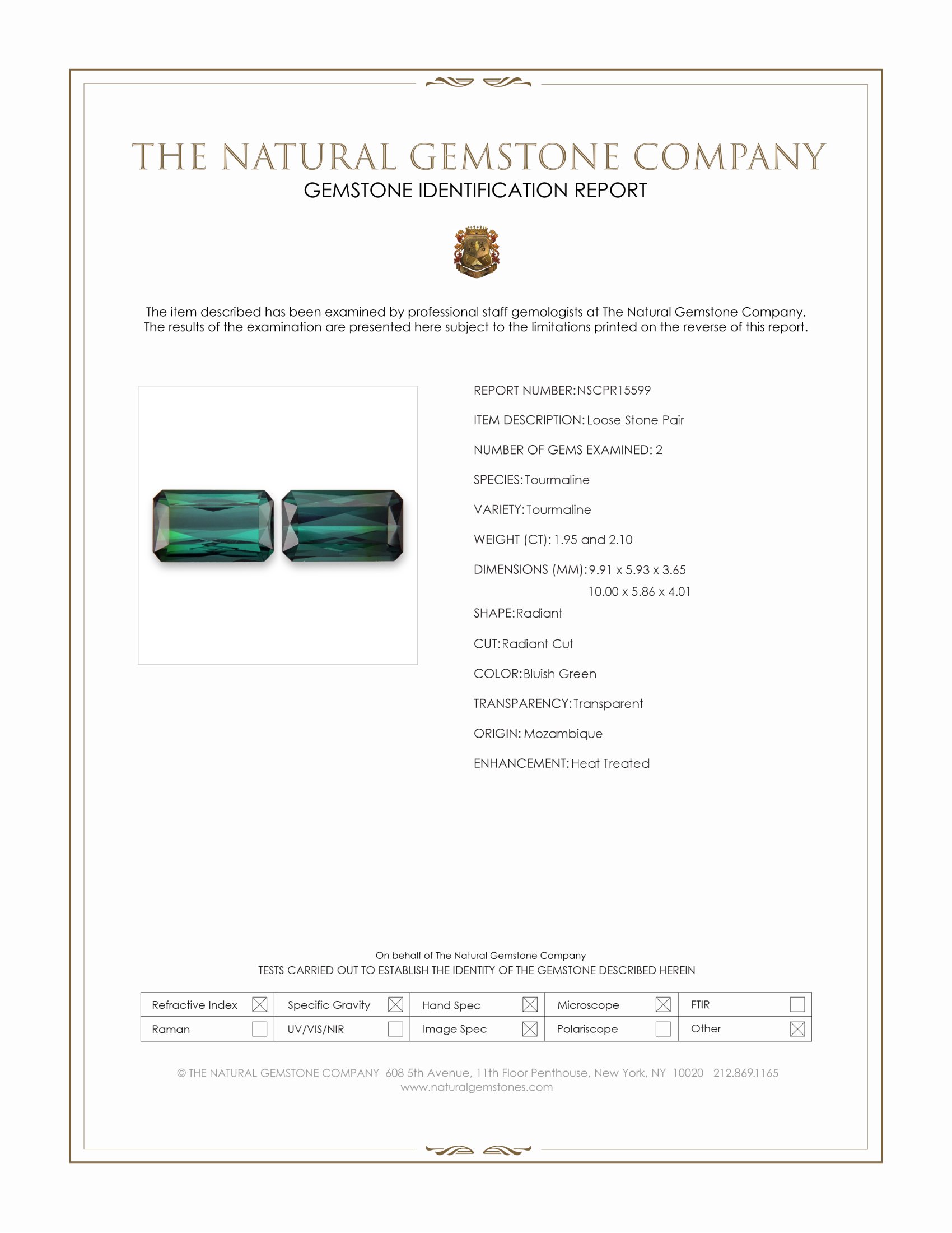 4.05 Ct.Tw. Bluish Green Tourmaline Pair from Mozambique