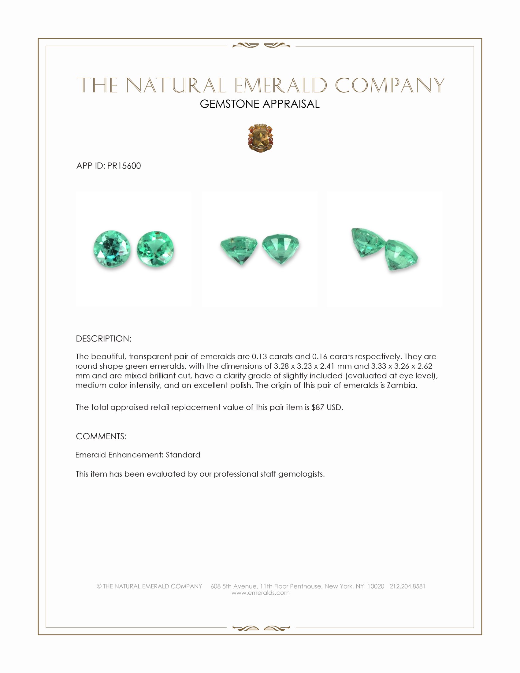 0.29 Ct.Tw. Emerald Pair from Zambia