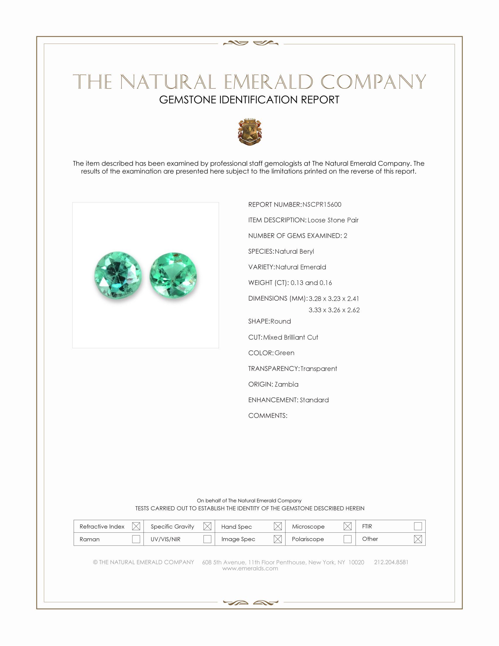 0.29 Ct.Tw. Emerald Pair from Zambia