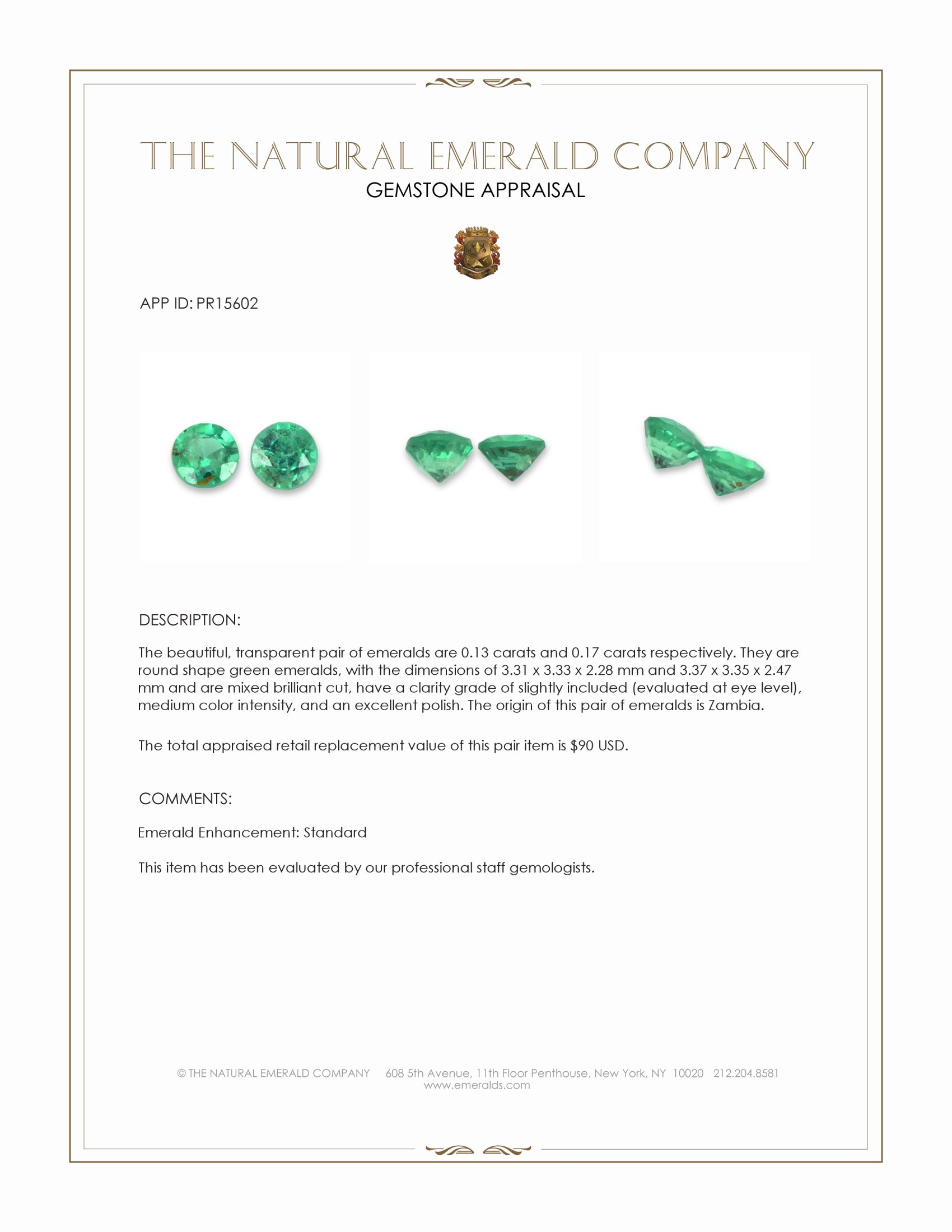 0.30 Ct.Tw. Emerald Pair from Zambia