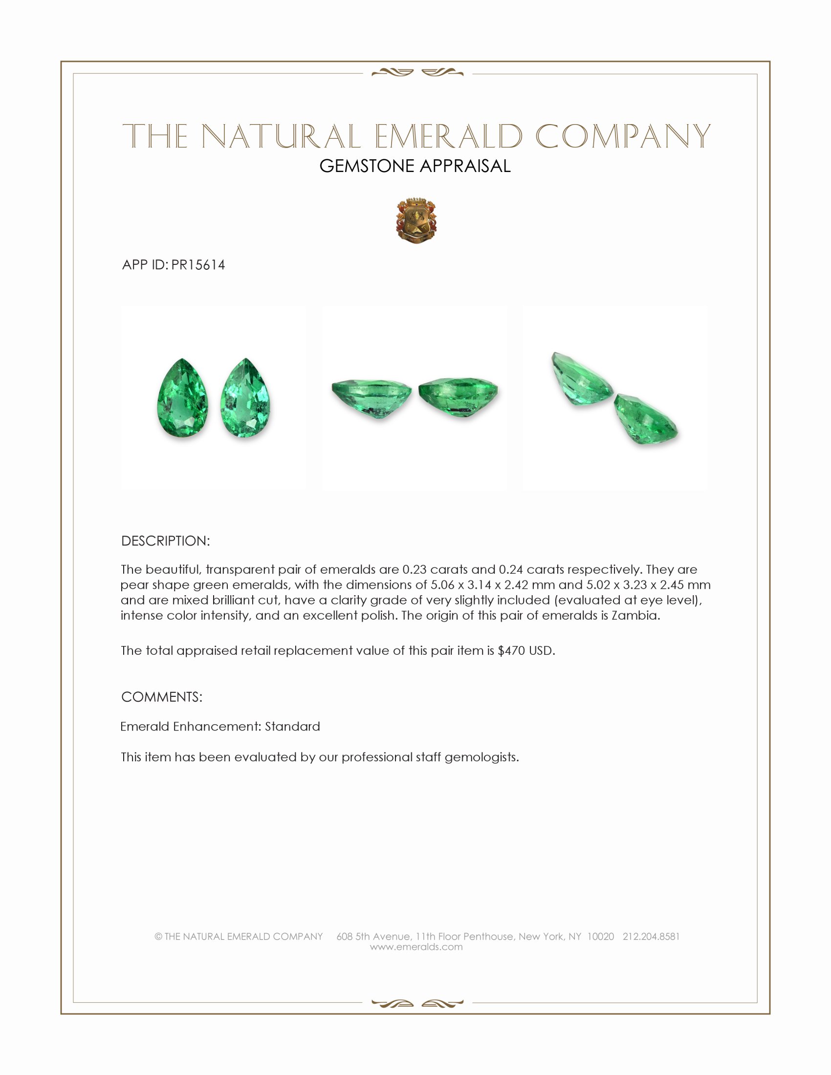 0.47 Ct.Tw. Emerald Pair from Zambia