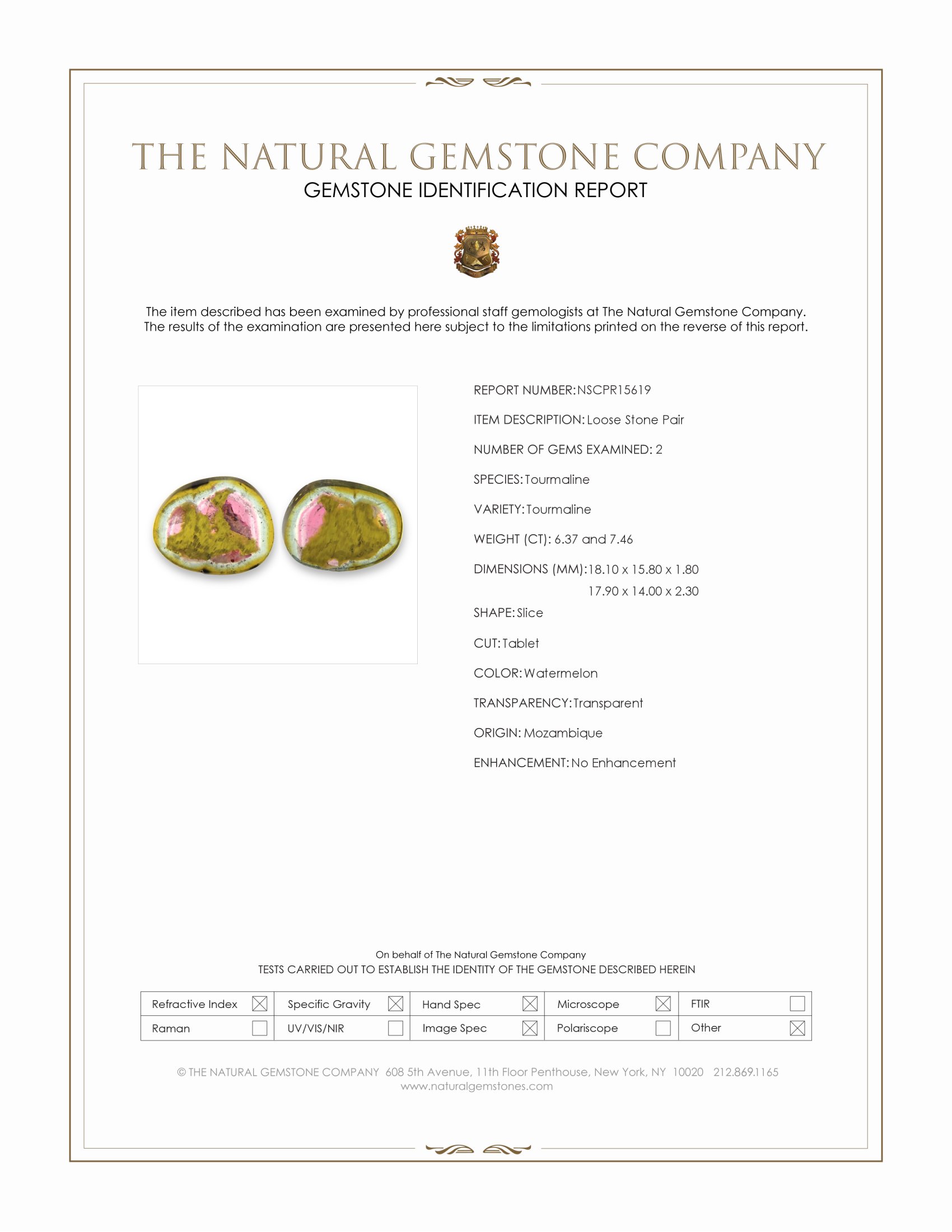 13.83 Ct.Tw. Watermelon Tourmaline Pair from Mozambique
