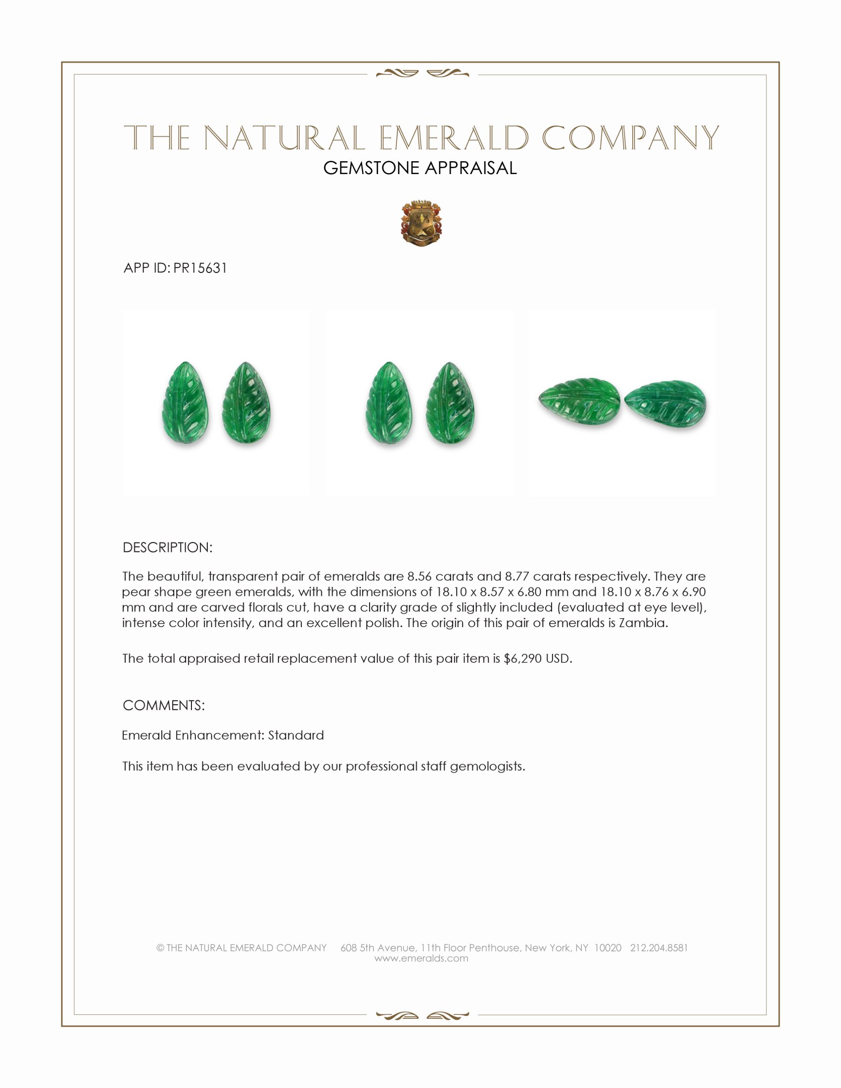 17.33 Ct.Tw. Emerald Pair from Zambia