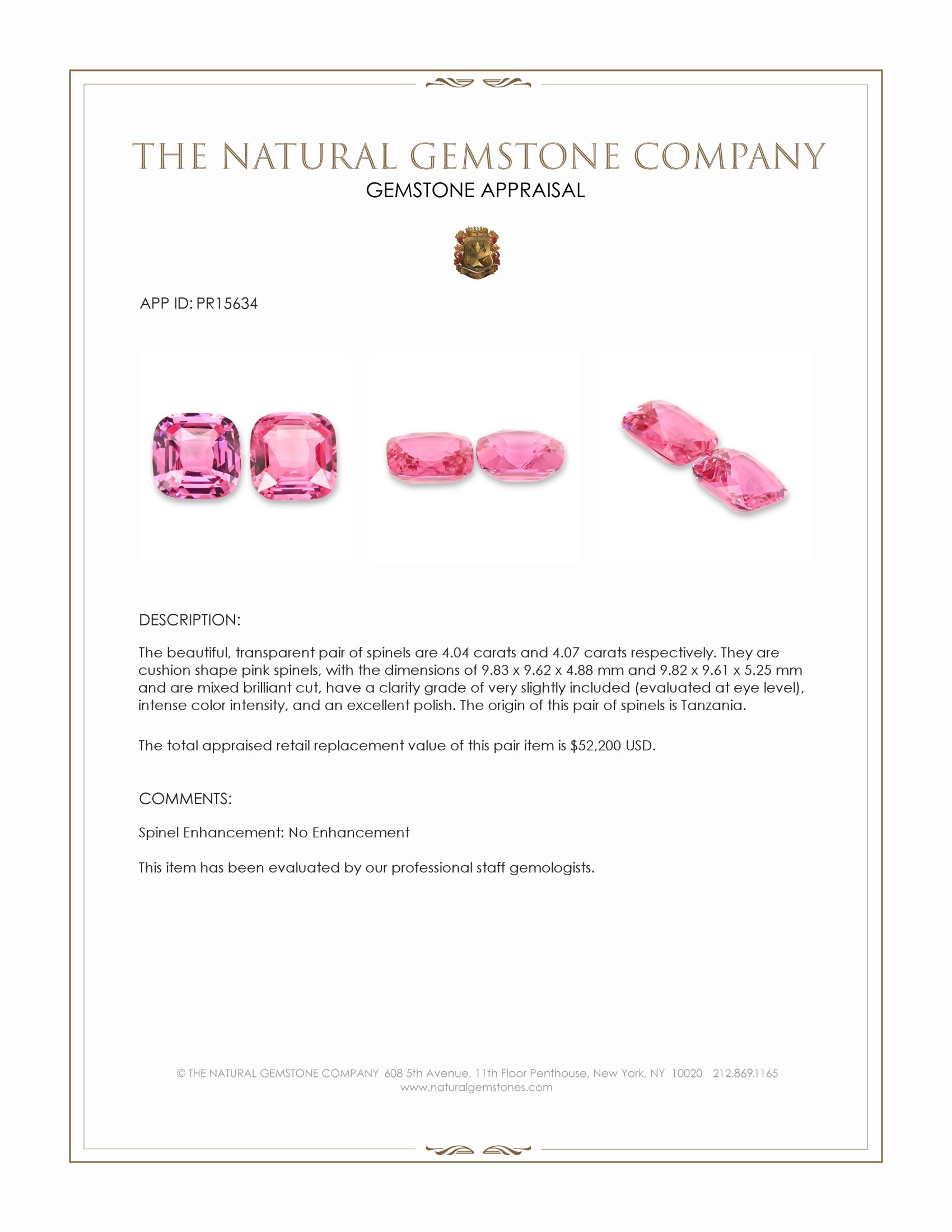 8.11 Ct.Tw. Pink Spinel Pair from Tanzania