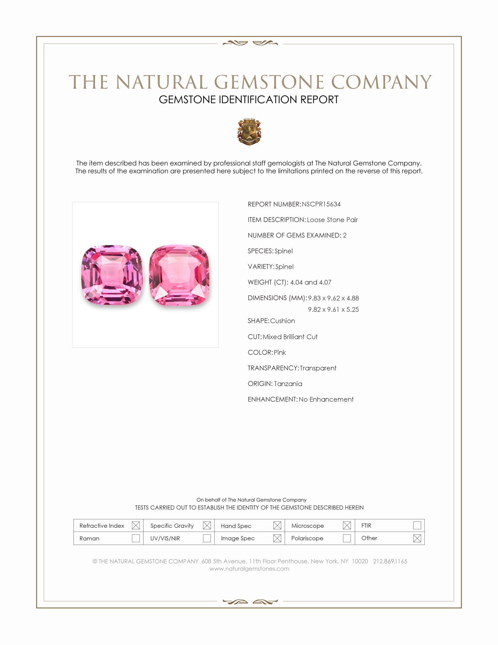 8.11 Ct.Tw. Pink Spinel Pair from Tanzania