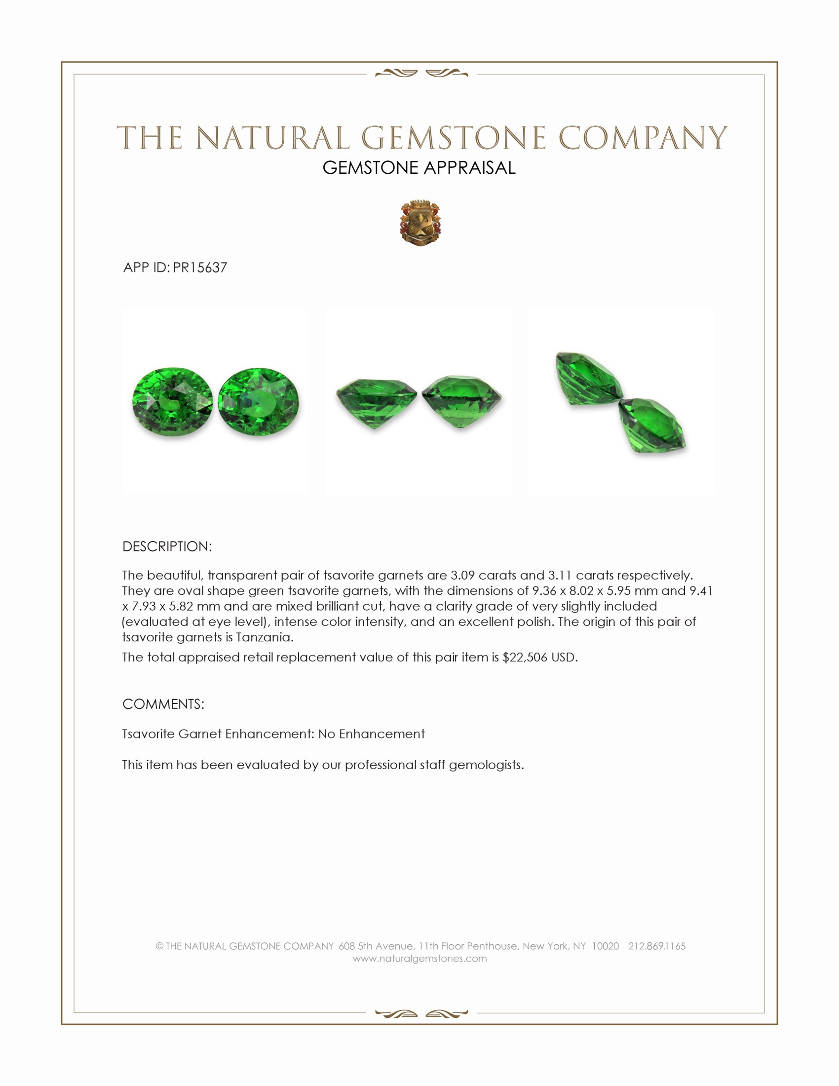 6.20 Ct.Tw. Tsavorite Garnet Pair from Tanzania