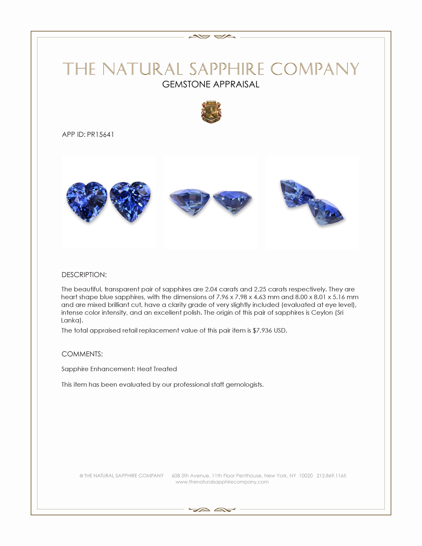 4.29 Ct.Tw. Blue Sapphire Pair from Ceylon (Sri Lanka)