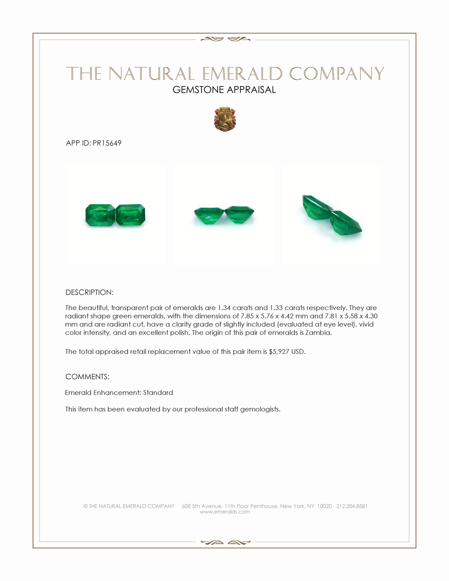 2.67 Ct.Tw. Emerald Pair from Zambia