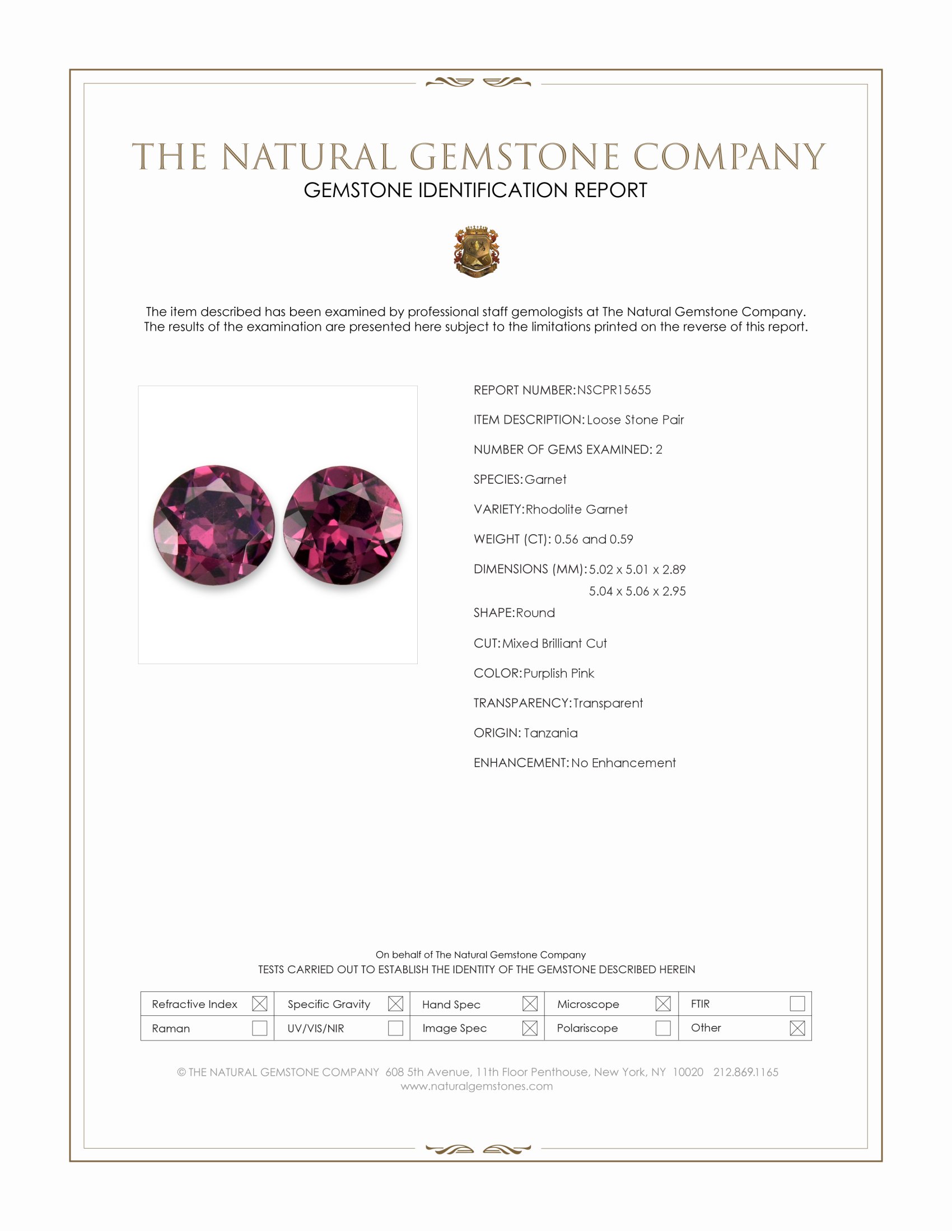 1.15 Ct.Tw. Purplish Pink Rhodolite Garnet Pair from Tanzania