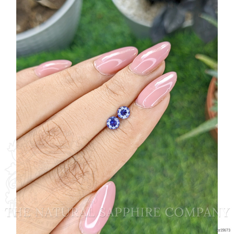 0.78 Ct.Tw. Purplish Blue Sapphire Pair from Ceylon (Sri Lanka)