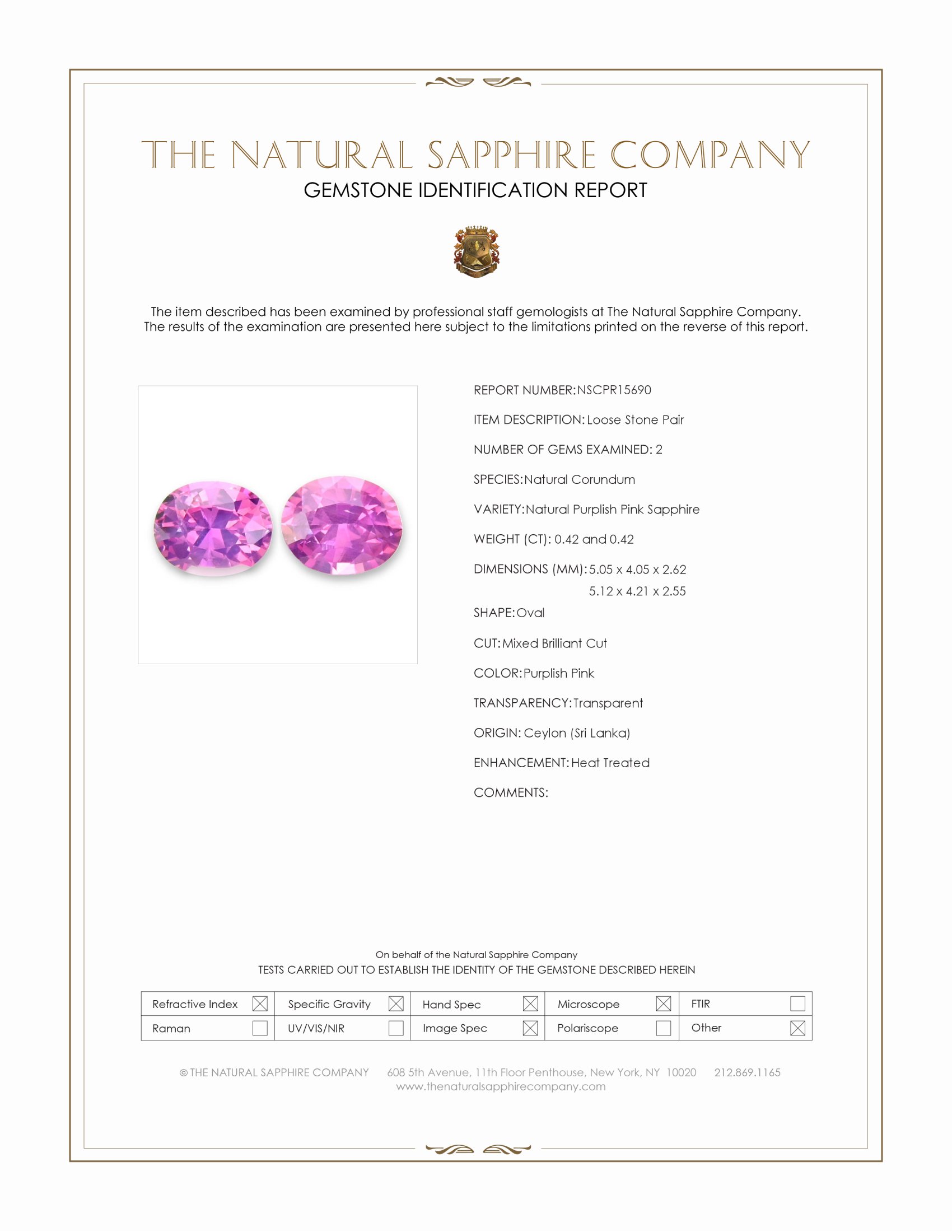 0.84 Ct.Tw. Purplish Pink Sapphire Pair from Ceylon (Sri Lanka)
