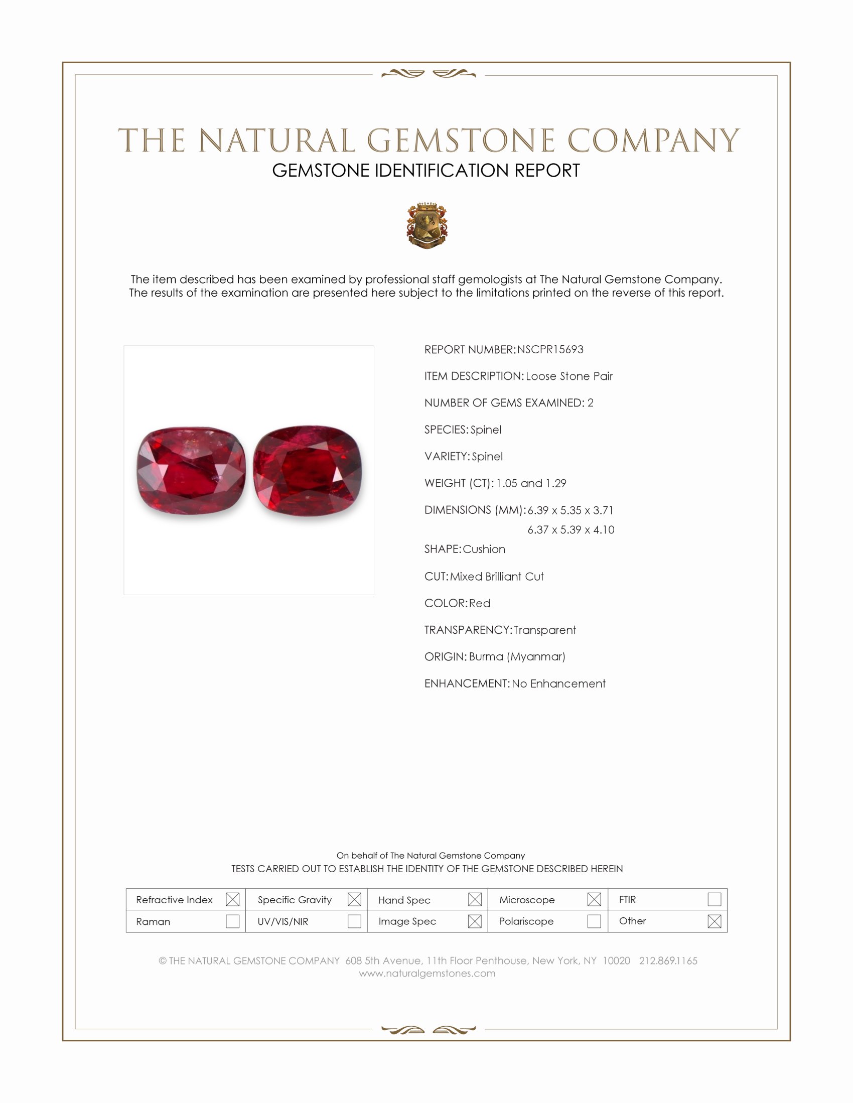 2.34 Ct.Tw. Red Spinel Pair from Burma (Myanmar)