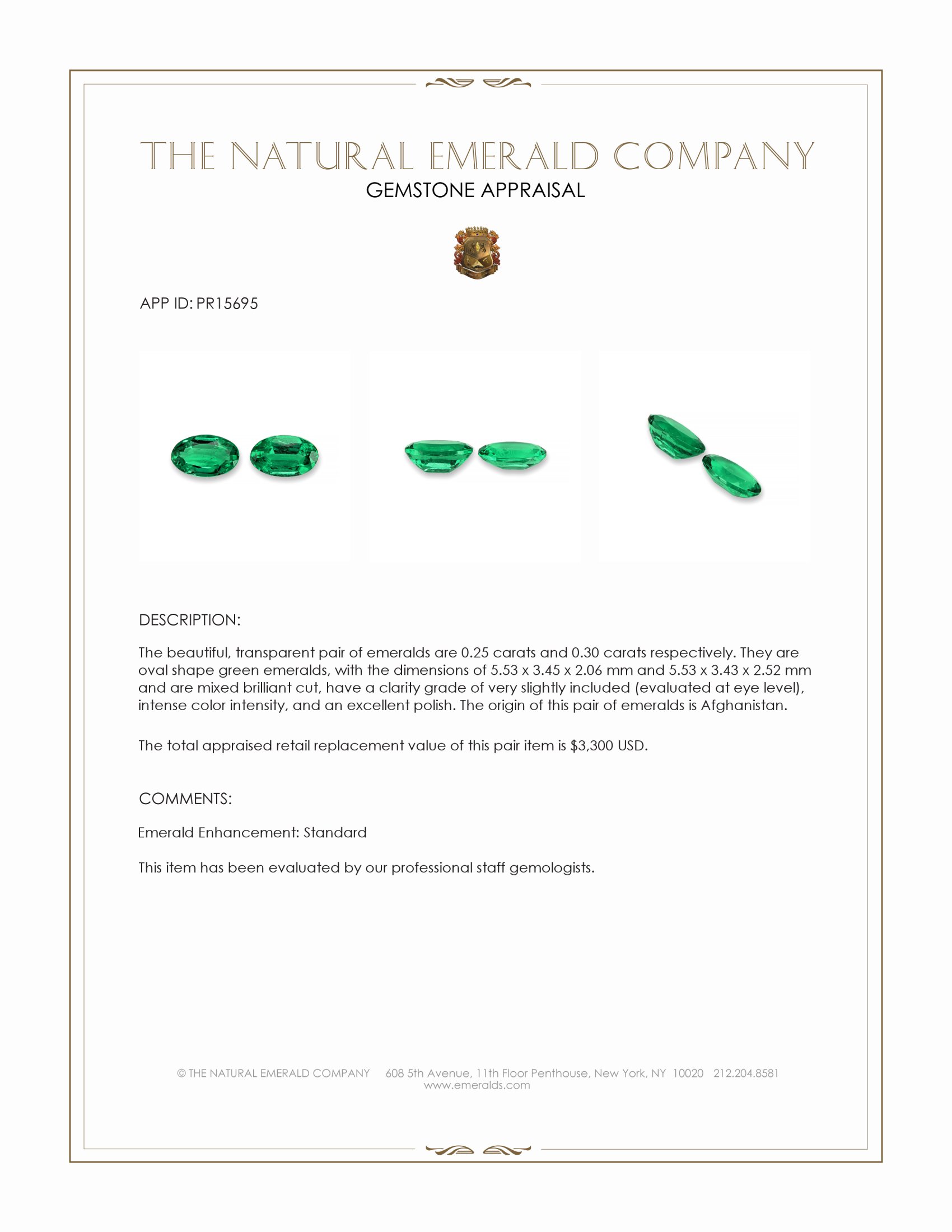 0.55 Ct.Tw. Emerald Pair from Afghanistan