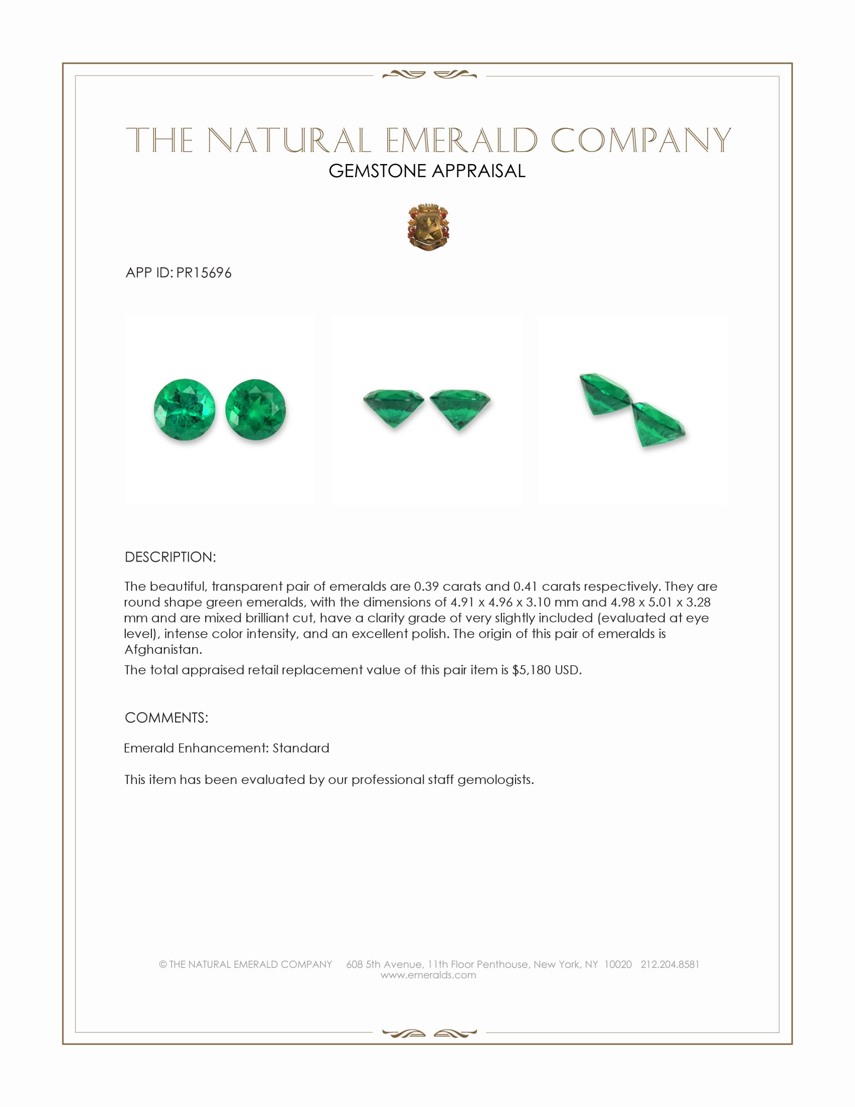 0.80 Ct.Tw. Emerald Pair from Afghanistan