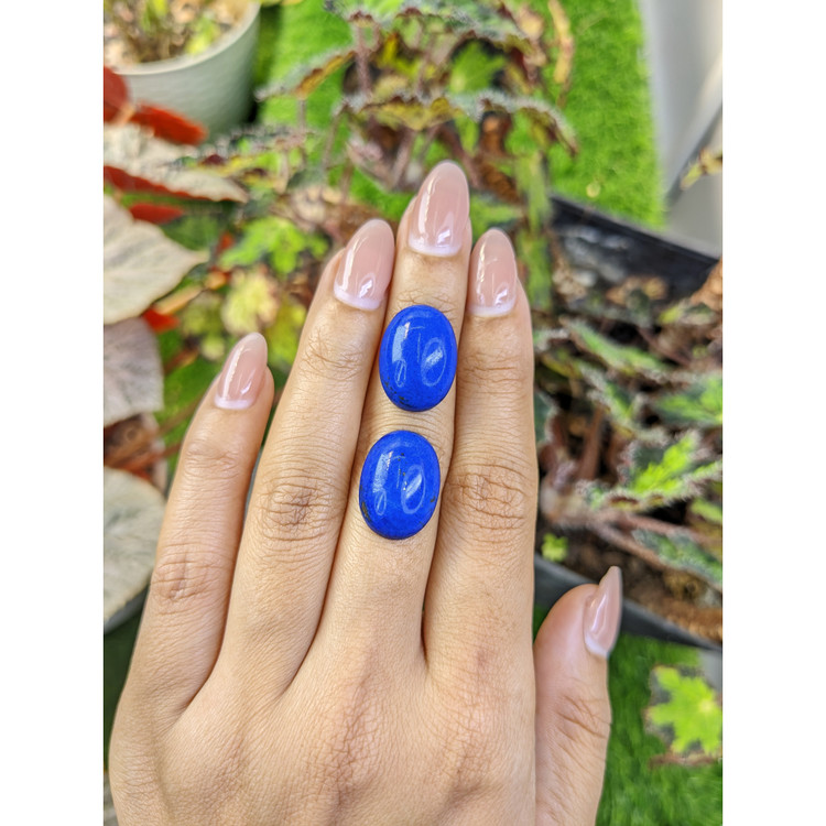 25.86 Ct.Tw. Cabochon Lapis Pair from Afghanistan