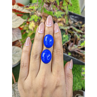 37.03&nbsp;Ct.Tw.Total Carat Weight Cabochon Lapis Pair from Afghanistan Life Style