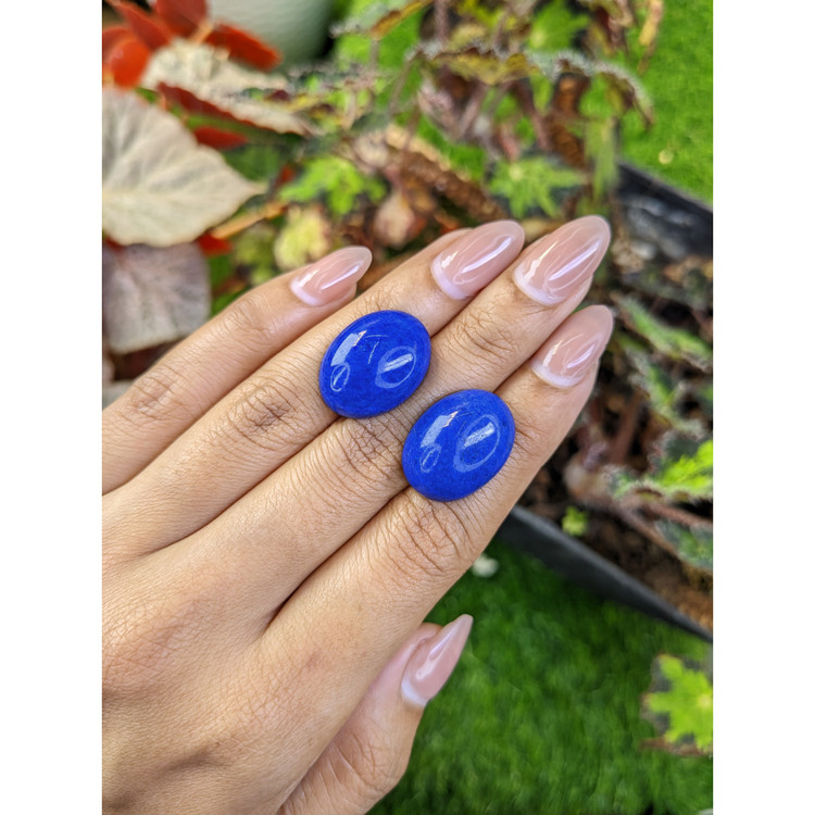 37.03 Ct.Tw. Cabochon Lapis Pair from Afghanistan