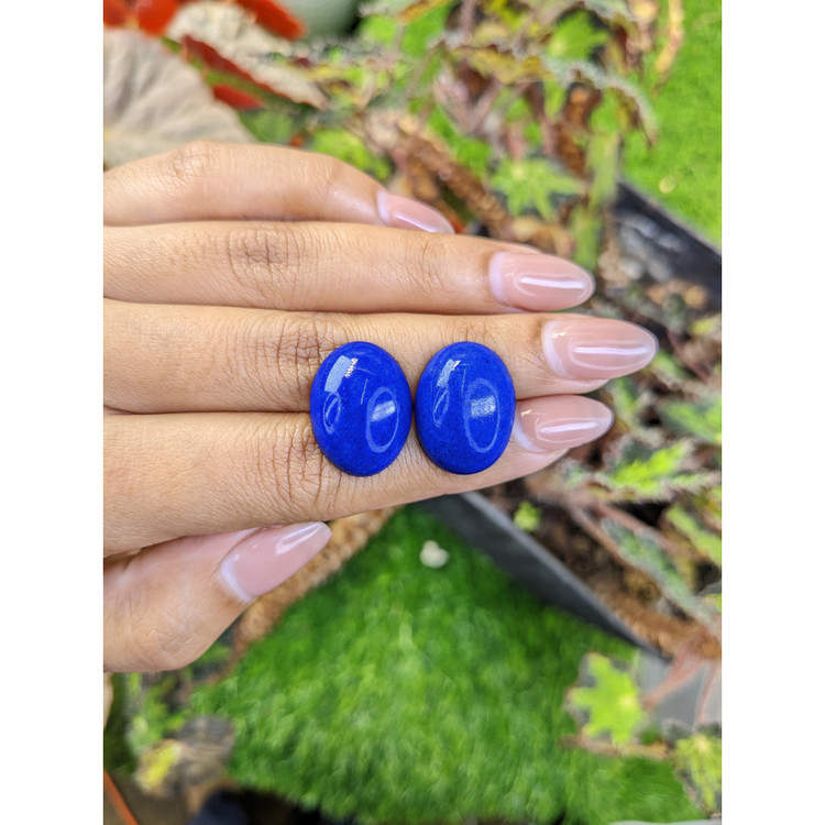37.03 Ct.Tw. Cabochon Lapis Pair from Afghanistan
