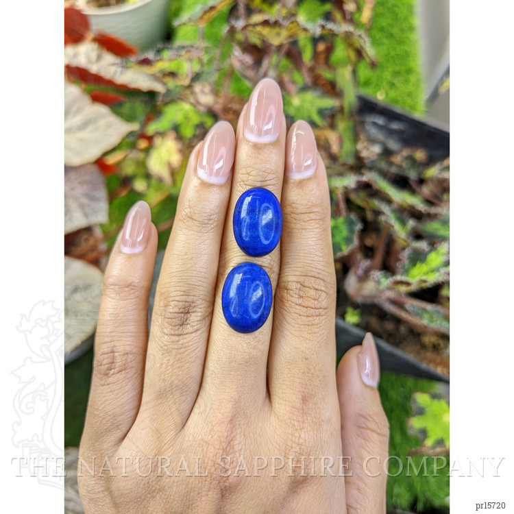 21.23 Ct.Tw. Cabochon Lapis Pair from Afghanistan