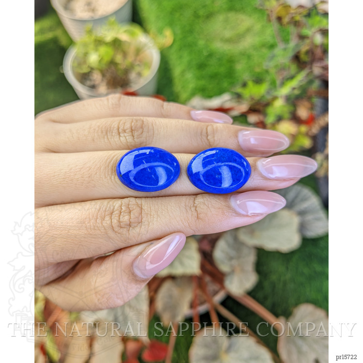 33.79 Ct.Tw. Cabochon Lapis Pair from Afghanistan