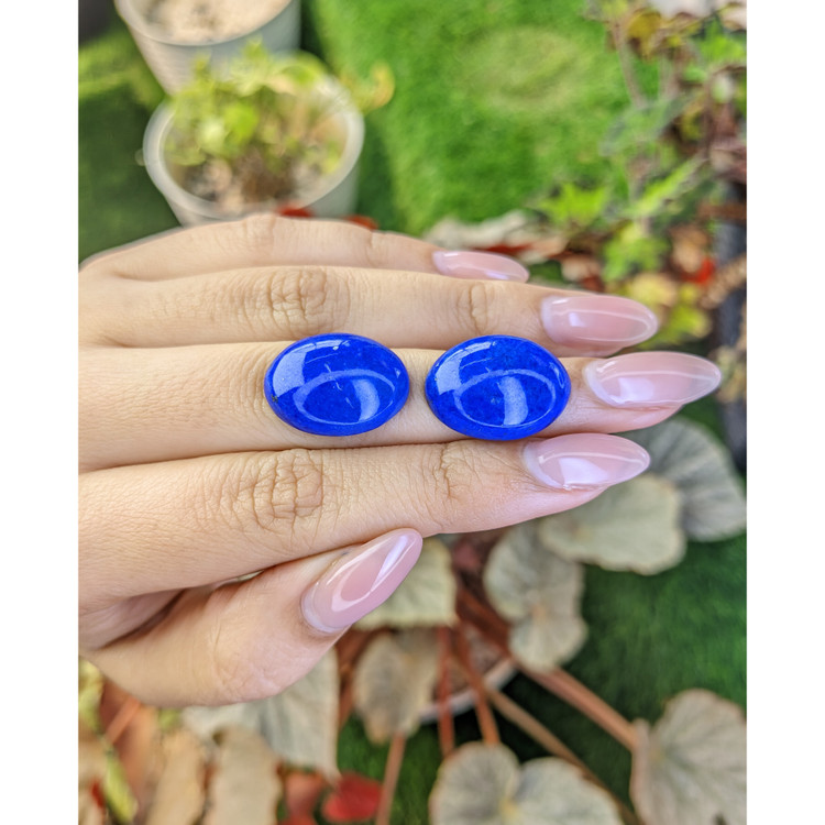 33.79 Ct.Tw. Cabochon Lapis Pair from Afghanistan