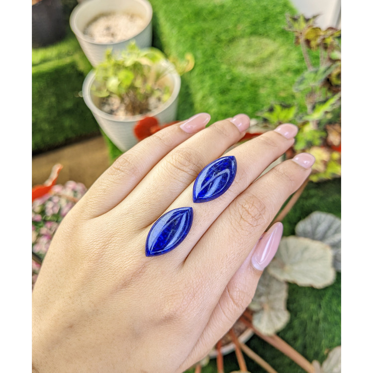 23.29 Ct.Tw. Cabochon Lapis Pair from Afghanistan