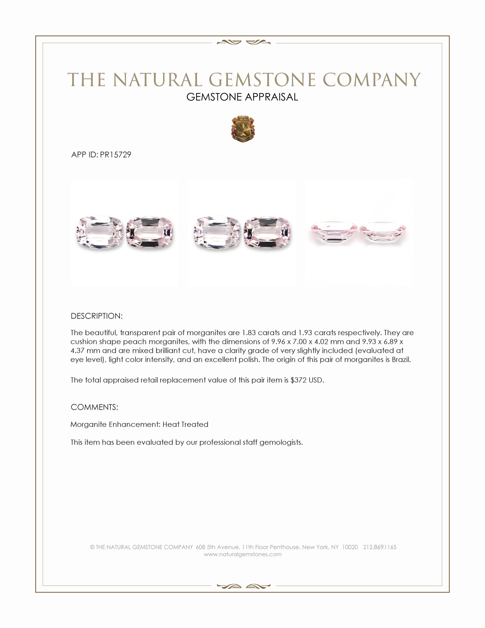 3.76 Ct.Tw. Peach Morganite Pair from Brazil