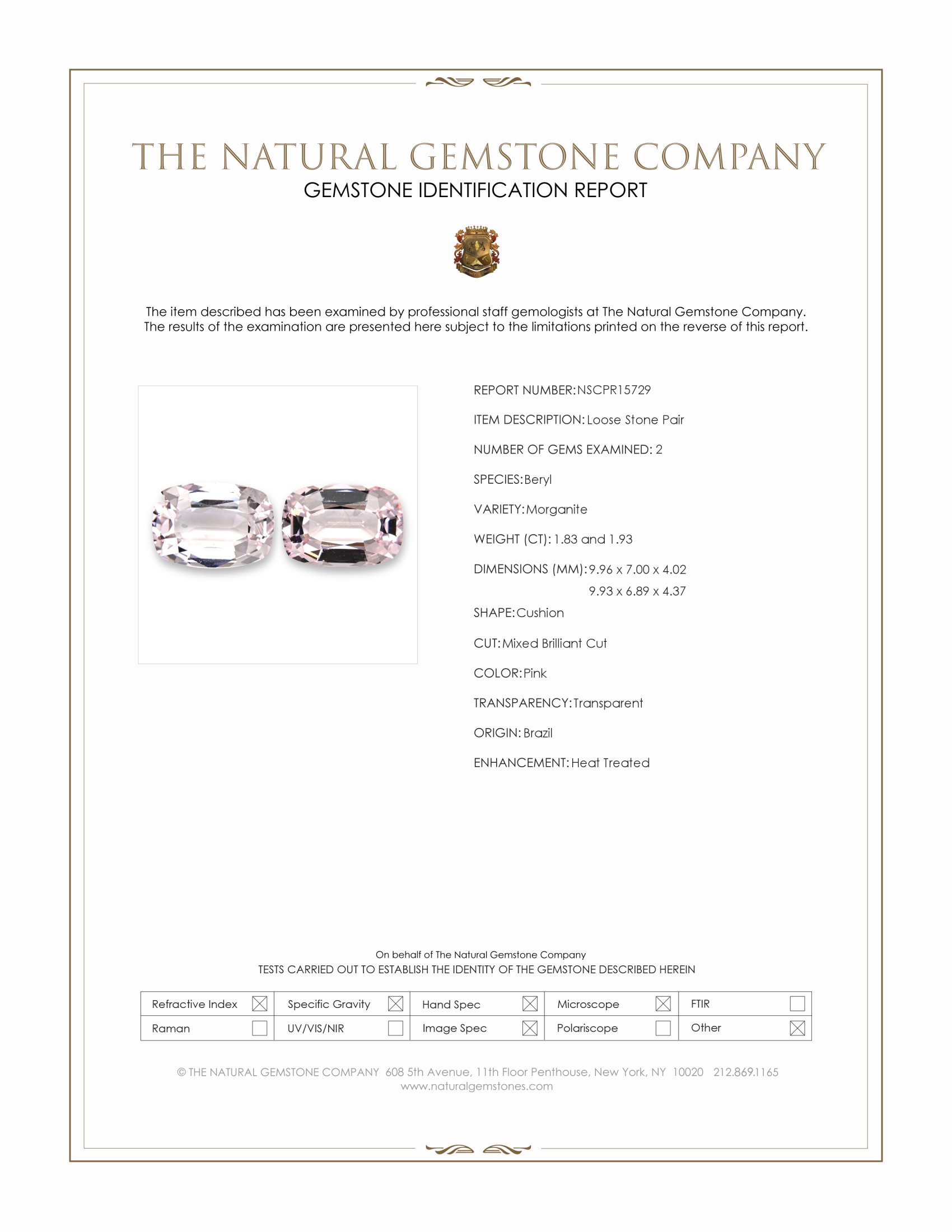 3.76 Ct.Tw. Pink Morganite Pair from Brazil