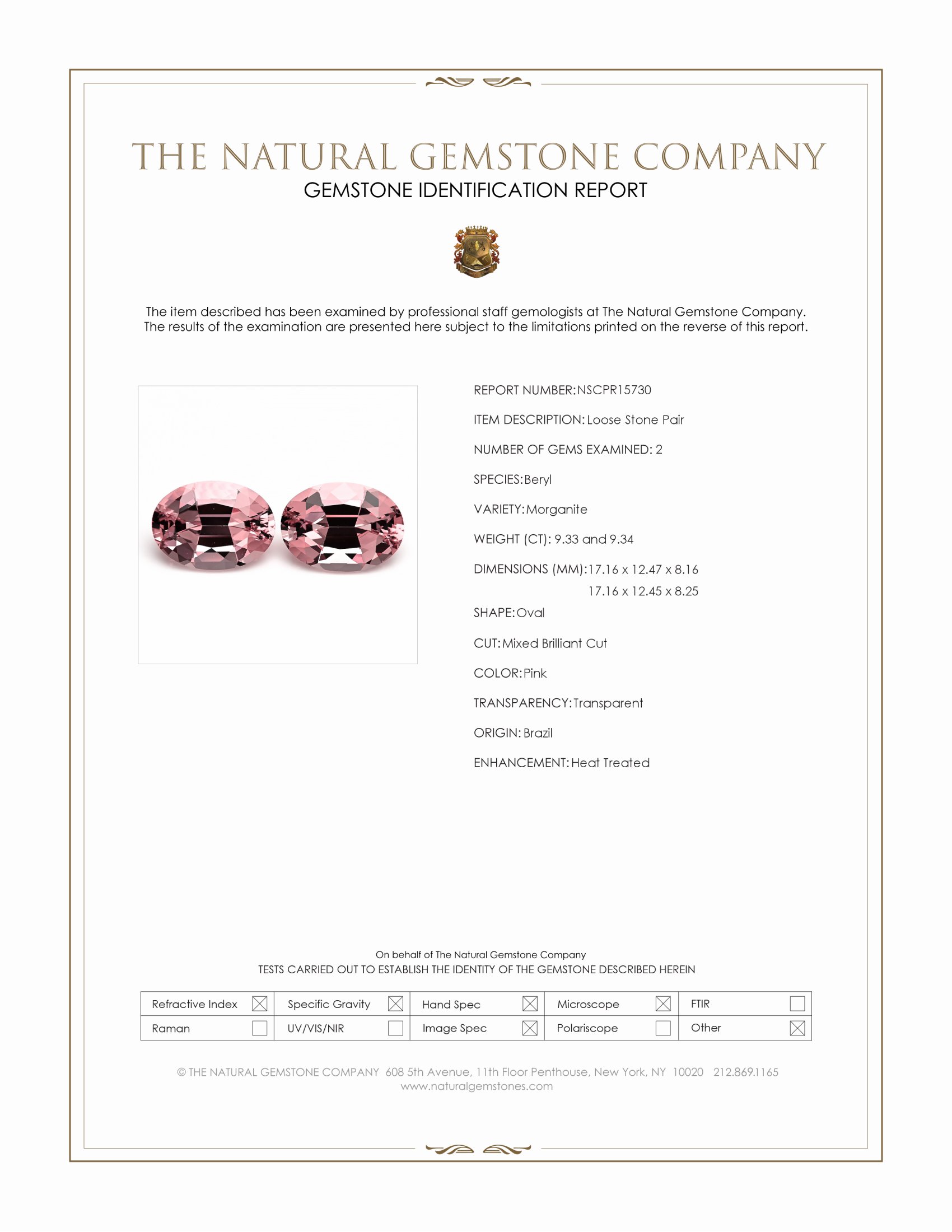 18.67 Ct.Tw. Pink Morganite Pair from Brazil