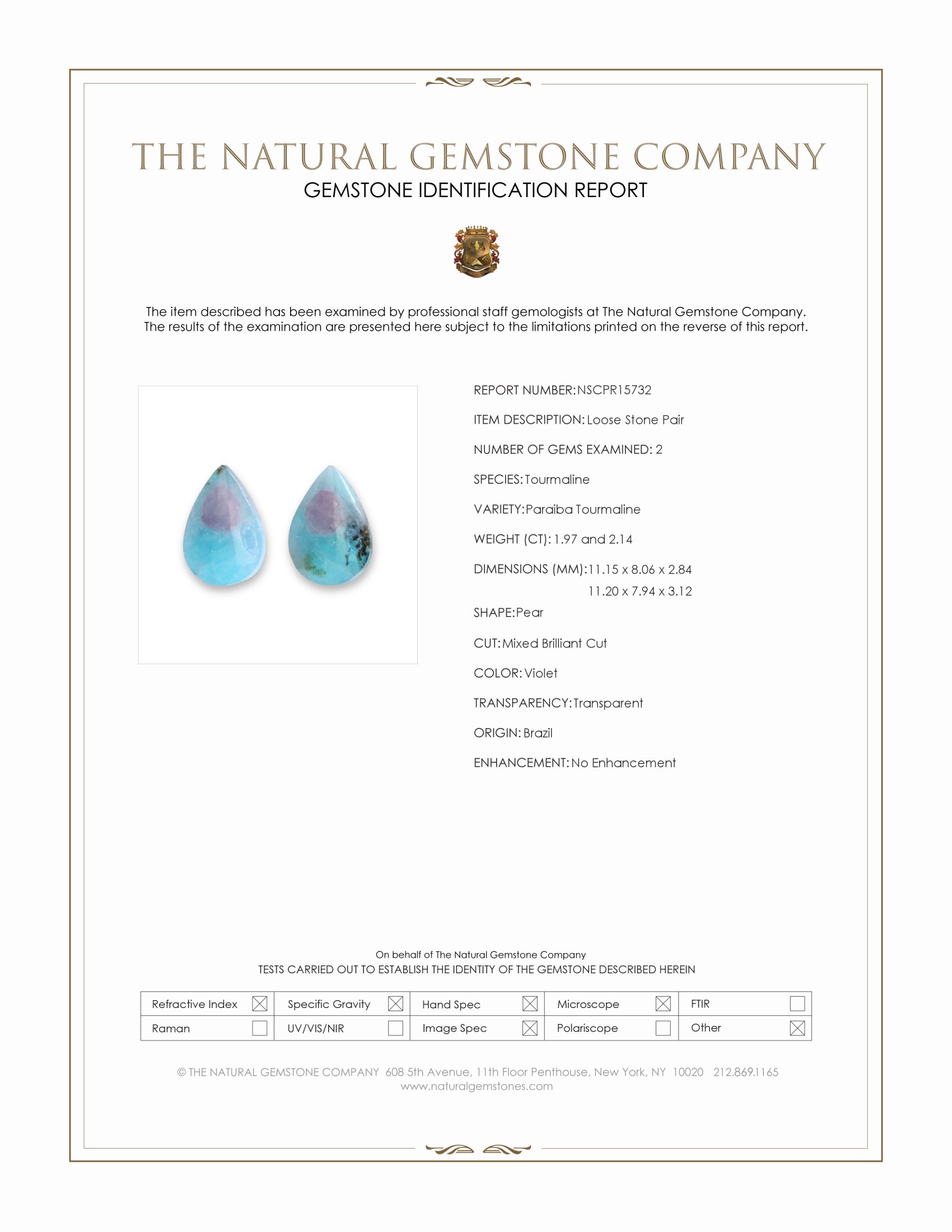 4.11 Ct.Tw. Violet Paraiba Tourmaline Pair from Brazil