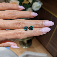 5.04 Ct.Tw.Total Carat Weight Bluish Green Sapphire Pair from Montana Life Style