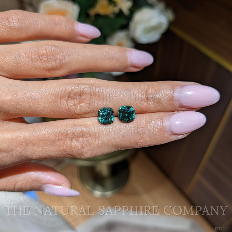 5.04 Ct.Tw. Bluish Green Sapphire Pair from Montana