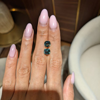 5.04 Ct.Tw.Total Carat Weight Bluish Green Sapphire Pair from Montana Life Style