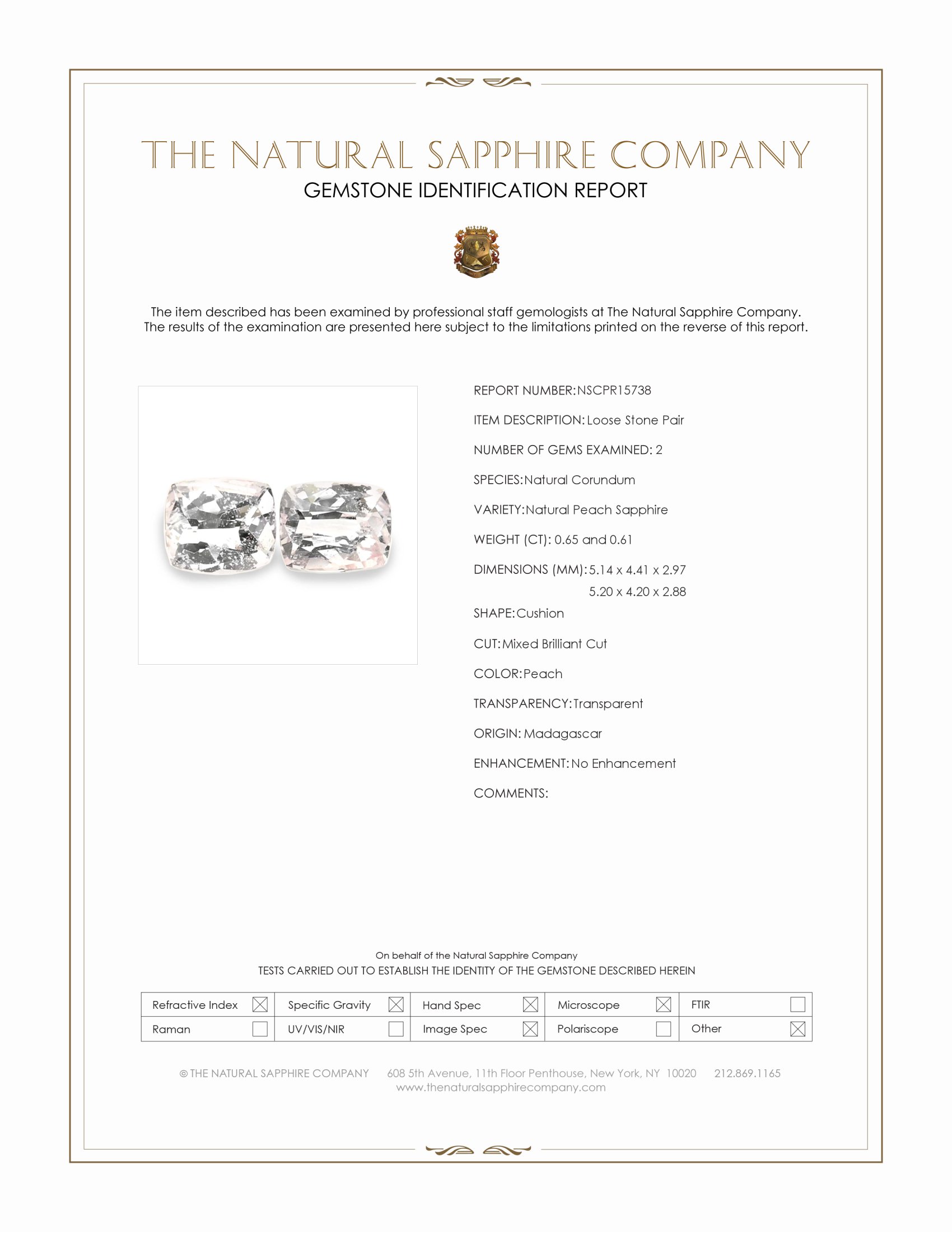 1.26 Ct.Tw. Peach Sapphire Pair from Madagascar
