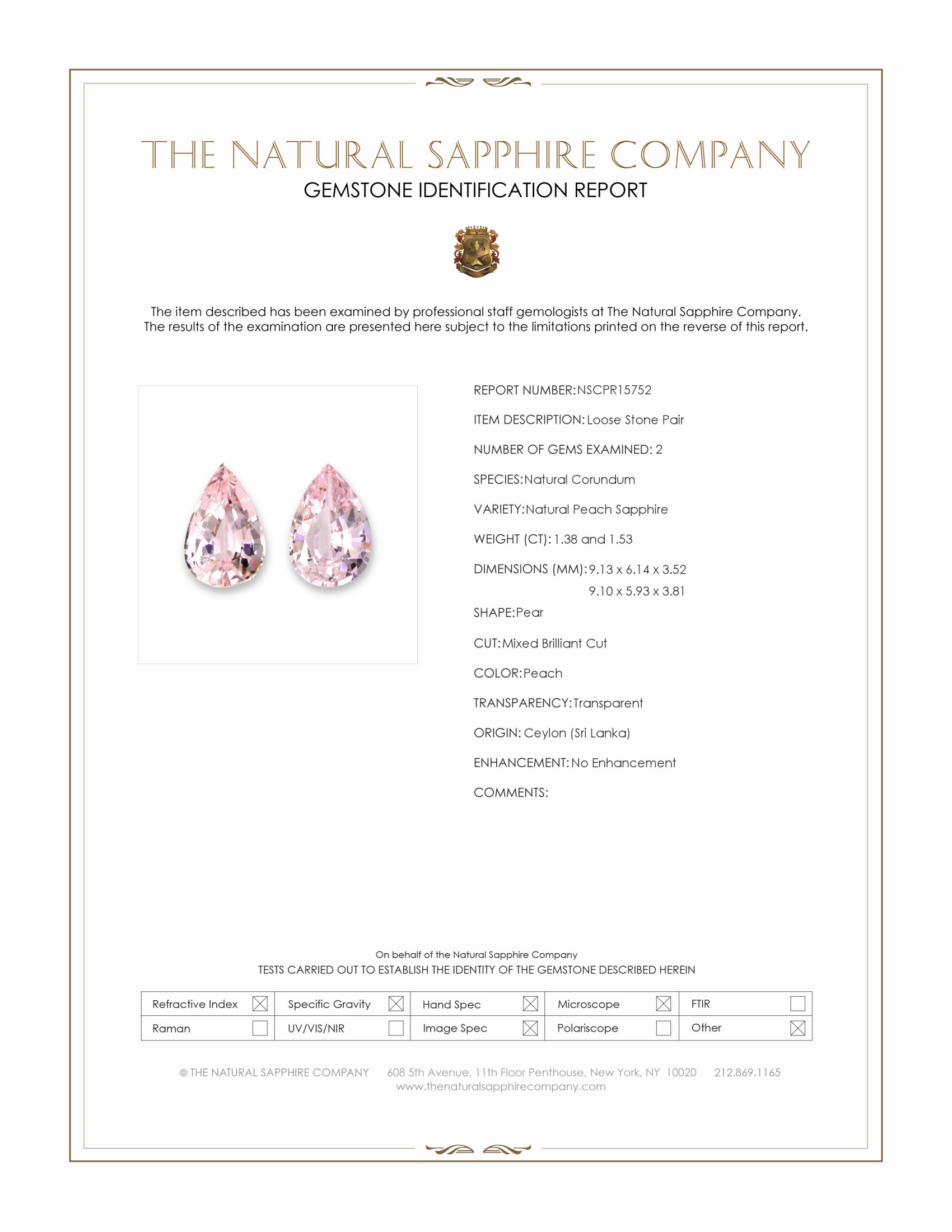 2.91 Ct.Tw. Peach Sapphire Pair from Ceylon (Sri Lanka)