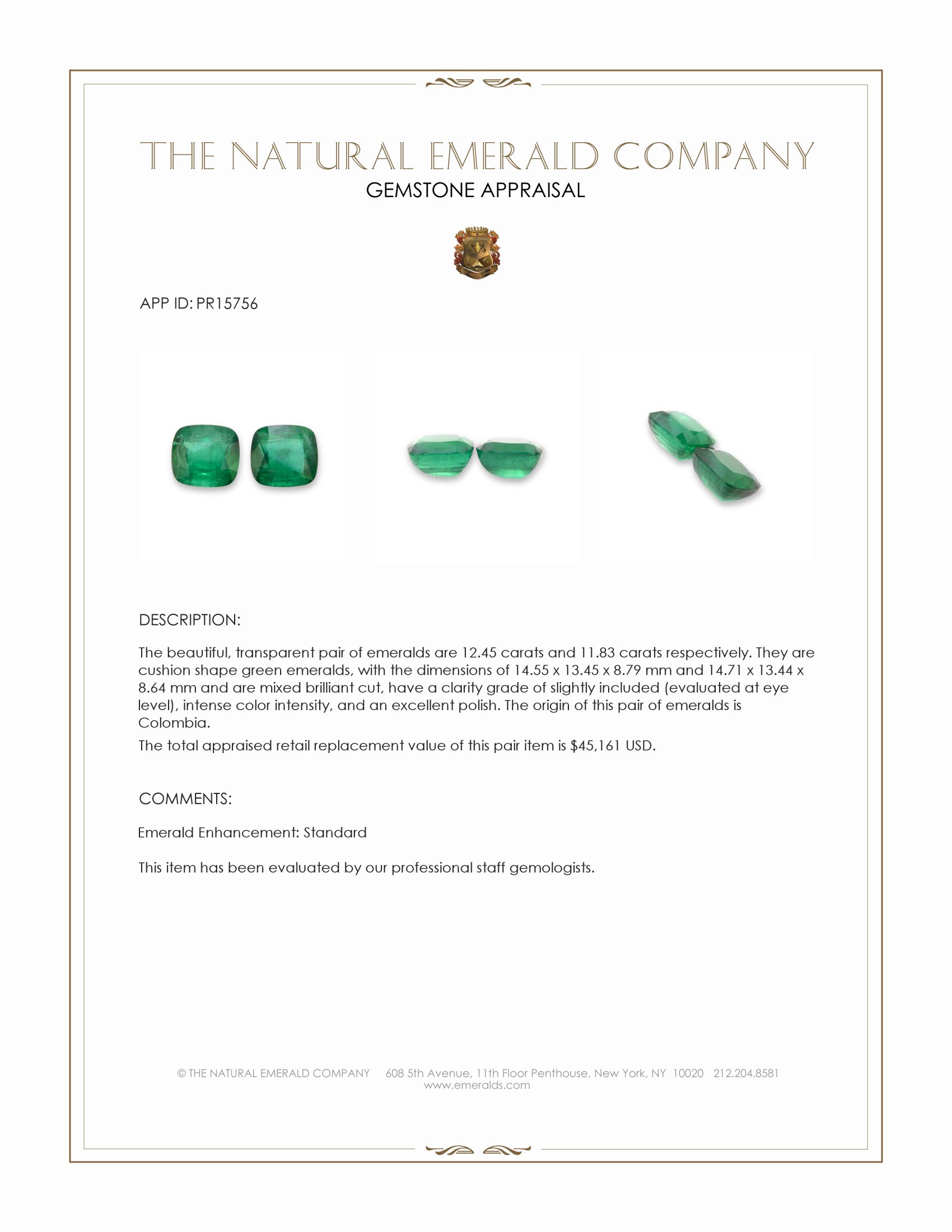 24.28 Ct.Tw. Emerald Pair from Colombia