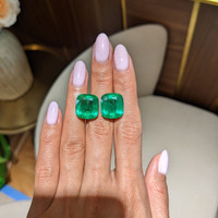 24.28 Ct.Tw.Total Carat Weight Emerald Pair from Colombia Life Style