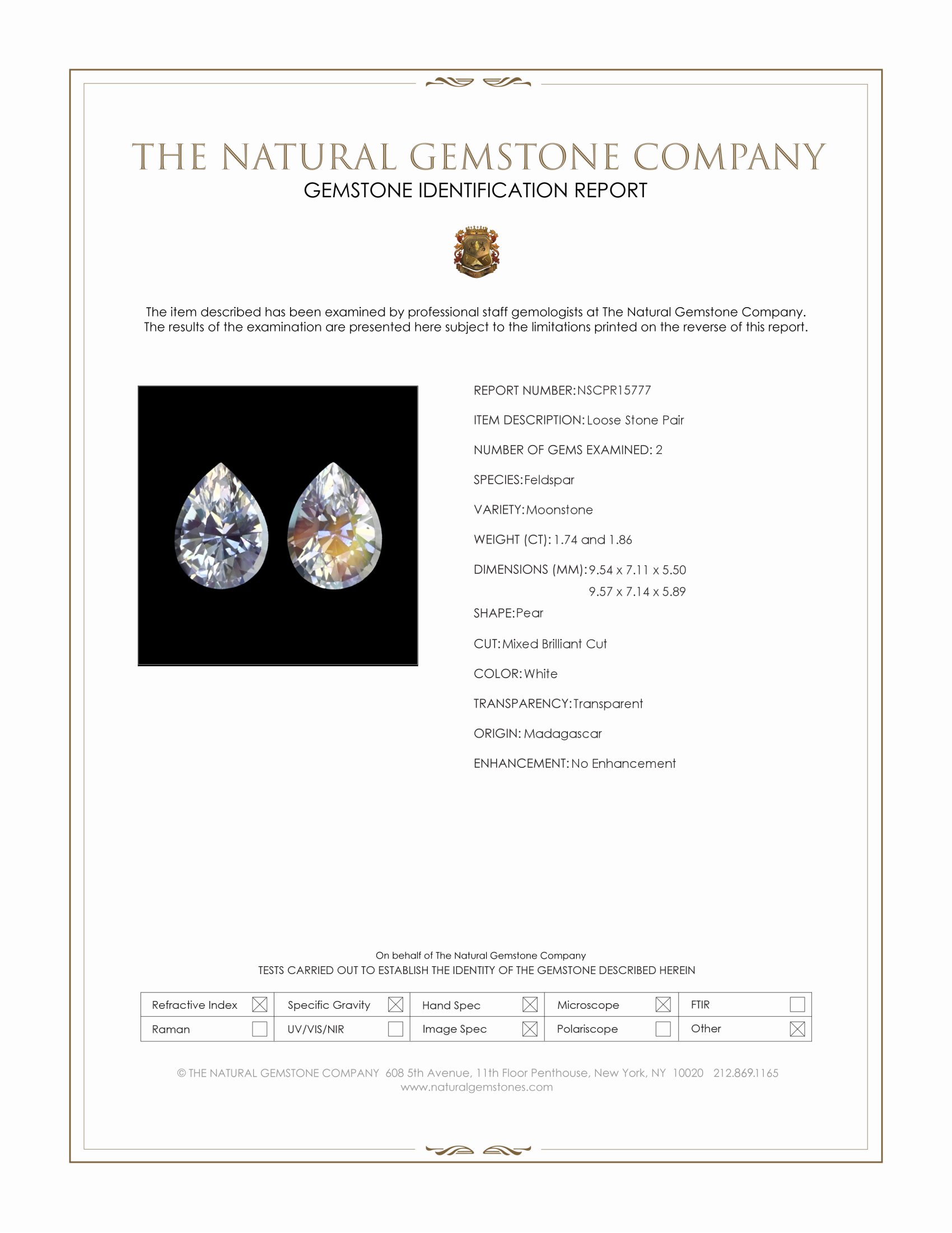 3.60 Ct.Tw. White Moonstone Pair from Madagascar