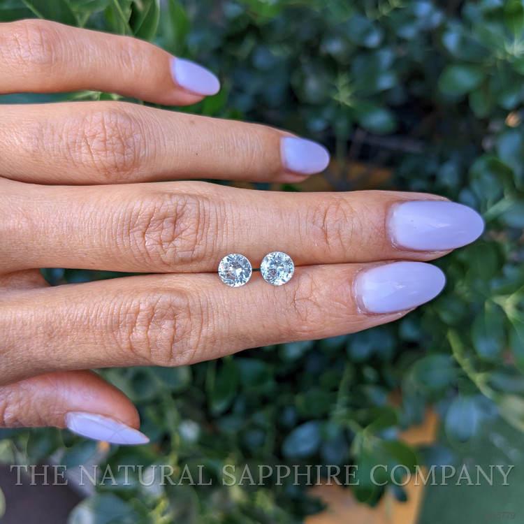 1.98 Ct.Tw. White Sapphire Pair from Ceylon (Sri Lanka)