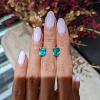 6.02 Ct.Tw.Total Carat Weight Greenish Blue Tourmaline Pair from Brazil Life Style